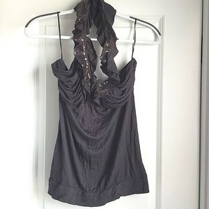 A medium charcoal gray halter top from Express